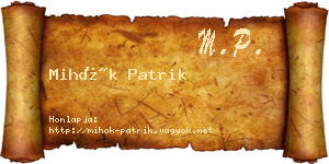 Mihók Patrik névjegykártya